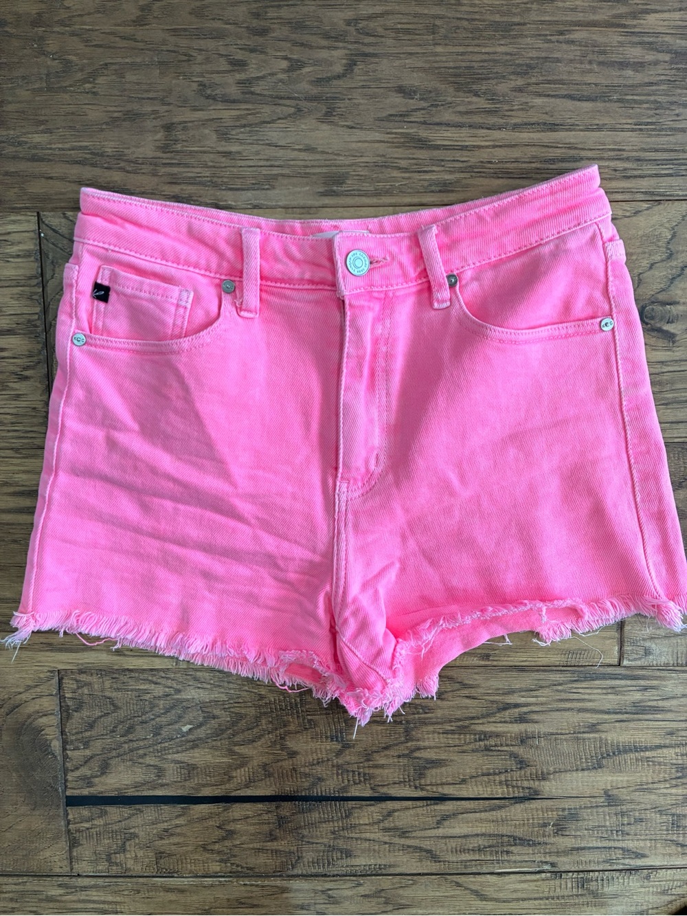 KanCan Neon Pink Denim Cutoff Shorts